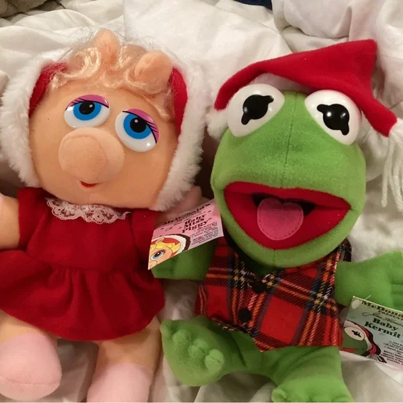 McDonald's 1987 Holiday Miss Piggy & Kermit Plush Duo. NWT original - Picture 2 of 9
